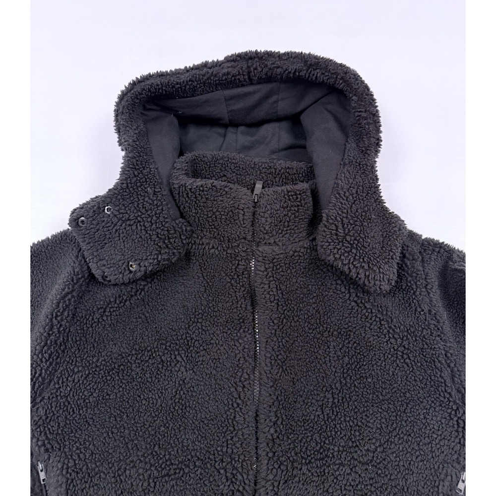 Alo Foxy Teddy Plush Sherpa Jacket Womens Medium Black Hooded Sportswear Workout - Picture 5 of 13